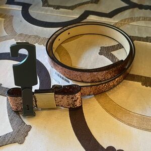 Kate Spade Sparkly Pink Synthetic Leather Belt with Bow